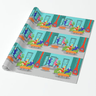 Cadeau Papier d'emballage de rétro télévision classiqu