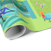 Cadeau Papier d'emballage de rétros couples gais (Coin rond)