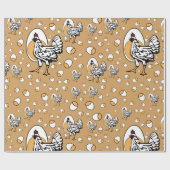 Cadeau Papier d'emballage de rétros poulets (Plat)