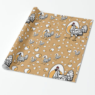 Cadeau Papier d'emballage de rétros poulets