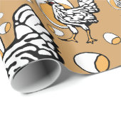 Cadeau Papier d'emballage de rétros poulets (Coin rond)