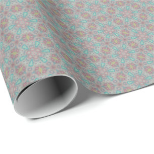 Cadeau Papier d'emballage de rose et de motif bleu