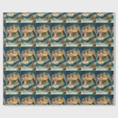 Cadeau Papier d'emballage de salutations vintages de Noël (Plat)