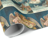 Cadeau Papier d'emballage de salutations vintages de Noël (Coin rond)