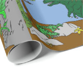Cadeau Papier d'emballage de scène jurassique (Coin rond)
