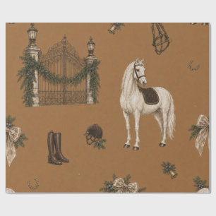 Cadeau Papier d'emballage de selle de Noël équestre