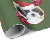 Cadeau Papier d'emballage de Shih Tzu de Noël (Coin rond)