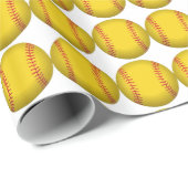 Cadeau Papier d'emballage de softball (Coin rond)