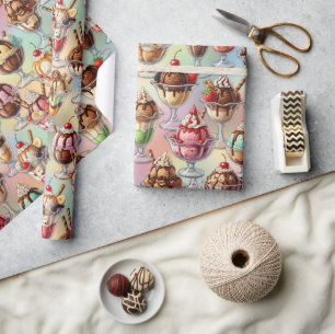 Cadeau Papier d'emballage de sundae de glace