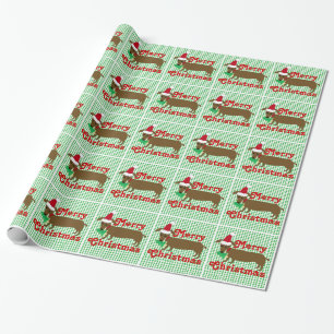 Cadeau Papier d'emballage de teckel de Joyeux Noël