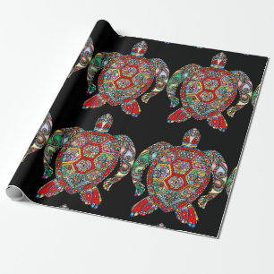 Cadeau papier d'emballage de tortue marine