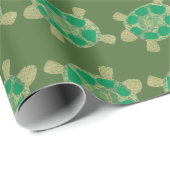 Cadeau Papier d'emballage de tortues vertes (Coin rond)