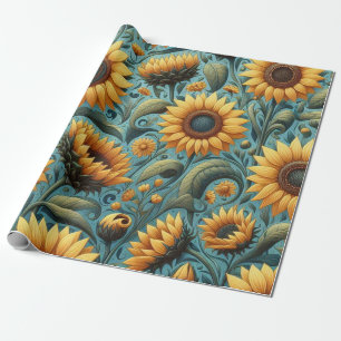 Cadeau papier d'emballage de tournesol