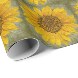 Cadeau Papier d'emballage de tournesol vintage