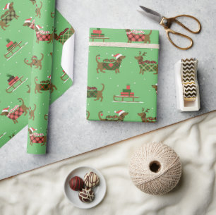 Cadeau Papier d'emballage de traîneau de Noël festif pour