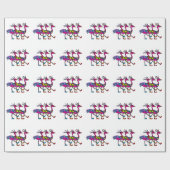 Cadeau Papier d'emballage de trois Flamants roses (Plat)