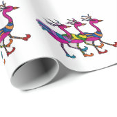 Cadeau Papier d'emballage de trois Flamants roses (Coin rond)