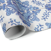 Cadeau Papier d'emballage de tuiles portugaises (Coin rond)