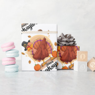 Cadeau Papier d'emballage de typographie de Thanksgiving 
