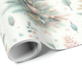 Cadeau Papier d'emballage de vacances avec arbres (Coin rond)