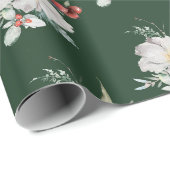 Cadeau Papier d'emballage de vacances botanique vert (Coin rond)