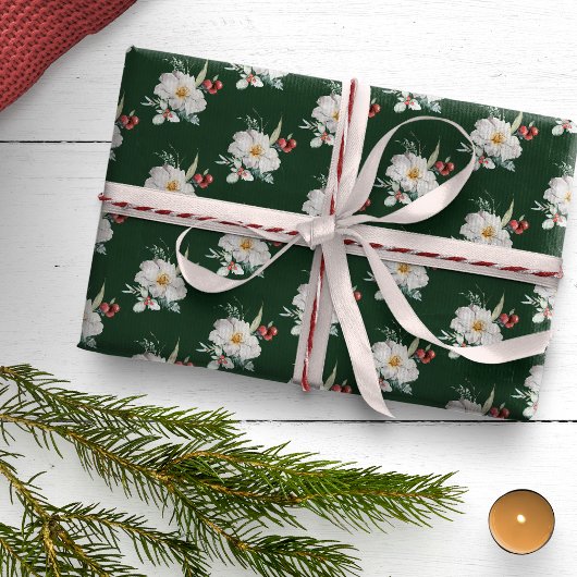 Cadeau Papier d'emballage de vacances botanique vert