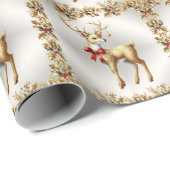 Cadeau Papier d'emballage de vacances Gold Reindeer (Coin rond)
