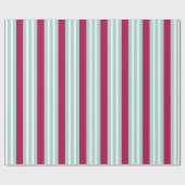 Cadeau Papier d'emballage de vacances rétro Aqua rayé (Plat)