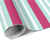 Cadeau Papier d'emballage de vacances rétro Aqua rayé (Coin rond)