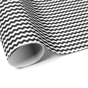 Cadeau Papier d'emballage de vagues noires et blanches