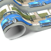 Cadeau Papier d'emballage de voiture classique bleue (Coin rond)