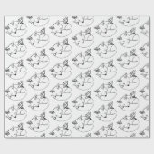 Cadeau papier d'emballage Deer-Fox ailé. (Plat)