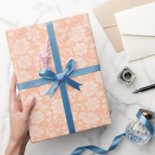 Cadeau Papier d'emballage dentelle pêche