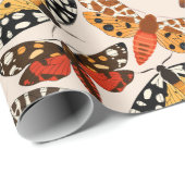 Cadeau Papier d'emballage des papillons rétro (Coin rond)