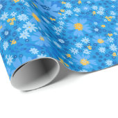 Cadeau Papier d'emballage design de fleur d'aquarelle ble (Coin rond)