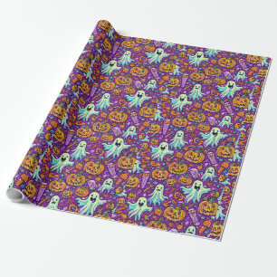 Cadeau Papier d'emballage d'Halloween avec des fantômes e
