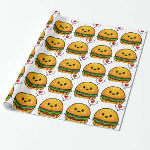 Cadeau Papier d'emballage d'hamburger mignon