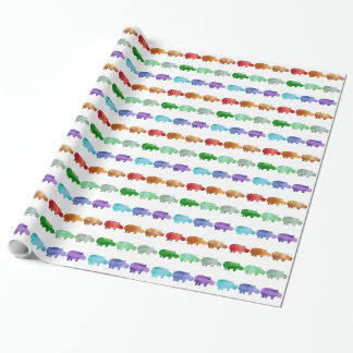 Cadeau Papier d'emballage d'hippopotame d'aquarelle