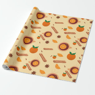 Cadeau Papier d'emballage d'hiver à la cannelle et à l'or