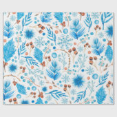 Cadeau papier d'emballage d'hiver blues (Plat)