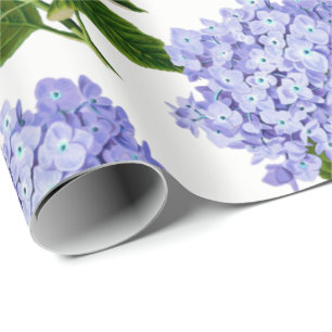 Cadeau Papier d'emballage d'hortensia bleu