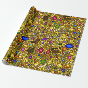 Cadeau Papier d'emballage d'illustration de trésor de