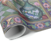 Cadeau Papier d'emballage d'impression indien vintage de (Coin rond)