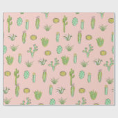 Cadeau Papier d'emballage d'impression rose de cactus (Plat)