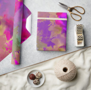 Cadeau Papier d'emballage d'impression rose, violet, vert