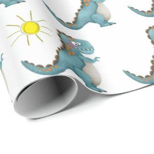 Cadeau Papier d'emballage - Dino bleu