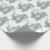 Cadeau Papier d'emballage - Dino bleu Design 2 (Coin)