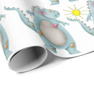 Cadeau Papier d'emballage - Dino bleu Design 2