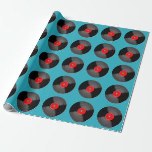 Cadeau Papier d'emballage disque vinyle vintage