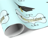 Cadeau Papier d'emballage d'obtention du diplôme bleu (Coin rond)